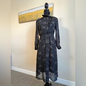 Banana Republic Black and Gray Long Sleeve Dress